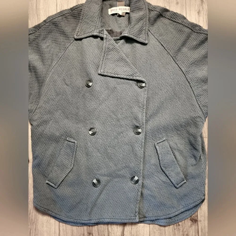 Free People Remi Cord Shirt Jacket Dolman Sleeve Gray Size M - Picture 6 of 10